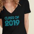 Class Of 2019 High School Graduation Teal Senior Women's Jersey Short Sleeve Deep V-Neck Tshirt