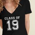 Class Of 2019 School Graduation Graphic Women's Jersey Short Sleeve Deep V-Neck Tshirt