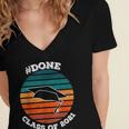 Class Of 2021 Done Senior Graduation Retro Sunset Women's Jersey Short Sleeve Deep V-Neck Tshirt