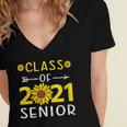 Class Of 2021 Senior Graduation Sunflower Women's Jersey Short Sleeve Deep V-Neck Tshirt