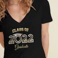 Class Of 2022 Graduation Senior Graduate Matching Grad Women's Jersey Short Sleeve Deep V-Neck Tshirt