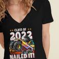Class Of 2022 Monster Truck Graduation Cap Retro Sunset Boy Women's Jersey Short Sleeve Deep V-Neck Tshirt