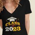 Class Of 2023 School Graduation Vintage Retro Class Of 2023 Women's Jersey Short Sleeve Deep V-Neck Tshirt
