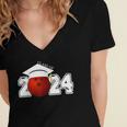 Class Of 2024 Graduation For Him Her Bowling Sports Women's Jersey Short Sleeve Deep V-Neck Tshirt