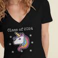 Class Of 2024 Graduation Year Unicorn Tee Shirt Women's Jersey Short Sleeve Deep V-Neck Tshirt
