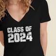 Class Of 2024 High School College Graduation Reunion T-Shirt Women's Jersey Short Sleeve Deep V-Neck Tshirt