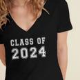Class Of 2024 High School Graduation Date GraduateShirt Women's Jersey Short Sleeve Deep V-Neck Tshirt