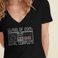 Class Of 2024 Level Complete Video Gamer Senior Graduation Women's Jersey Short Sleeve Deep V-Neck Tshirt