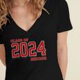 Class Of 2024 Senior Back To School Vintage Graduation Tee Women's Jersey Short Sleeve Deep V-Neck Tshirt
