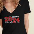 Class Of 2024 Senior Year Boys Girls School Graduation Women's Jersey Short Sleeve Deep V-Neck Tshirt