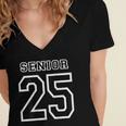 Class Of 2025 High School Senior 25 On Back Graduation Women's Jersey Short Sleeve Deep V-Neck Tshirt