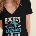 Class Of 2025 Hockey Senior Graduation Graduate Grad Women's Jersey Short Sleeve Deep V-Neck Tshirt