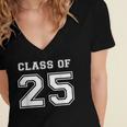 Class Of 2025 Senior Graduation High School Back To School Women's Jersey Short Sleeve Deep V-Neck Tshirt
