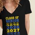 Class Of 2026 2027 Senior Graduation Students Women's Jersey Short Sleeve Deep V-Neck Tshirt