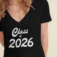 Class Of 2026 Graduation School Spirit Her Senior Class Women's Jersey Short Sleeve Deep V-Neck Tshirt