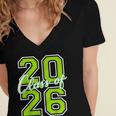 Class Of 2026 Graduation Varsity Lime Green Letters Women's Jersey Short Sleeve Deep V-Neck Tshirt