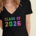Class Of 2026 High School Graduation Date GraduateShirt Women's Jersey Short Sleeve Deep V-Neck Tshirt