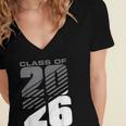 Class Of 2026 High School Senior Graduation Grey Sport Style Women's Jersey Short Sleeve Deep V-Neck Tshirt