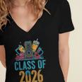 Class Of 2026 Retro Graduation Memory Nostalgia For Seniors Women's Jersey Short Sleeve Deep V-Neck Tshirt