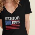 Class Of 2026 Senior Back To School American Flag Graduation Women's Jersey Short Sleeve Deep V-Neck Tshirt