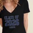 Class Of 2026 Senior Graduation High School College Grad Women's Jersey Short Sleeve Deep V-Neck Tshirt