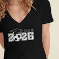 Class Of 2026 Senior 2026 Soccer High School Graduation Women's Jersey Short Sleeve Deep V-Neck Tshirt