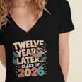 Class Of 2026 Senior Twelve Years Later Sloth Graduation Women's Jersey Short Sleeve Deep V-Neck Tshirt