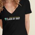 Class Of 2027 Graduation Making History Seniors Graduate Women's Jersey Short Sleeve Deep V-Neck Tshirt