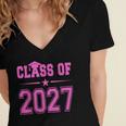 Class Of 2027 Pink Girls Shirt Graduation Women's Jersey Short Sleeve Deep V-Neck Tshirt