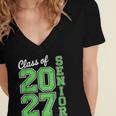 Class Of 2027 Senior 27 High School Graduation Senior 2027 Women's Jersey Short Sleeve Deep V-Neck Tshirt
