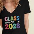 Class Of 2028 Colorful Graduation Women's Jersey Short Sleeve Deep V-Neck Tshirt