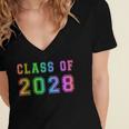 Class Of 2028 High School Graduation Date GraduateShirt Women's Jersey Short Sleeve Deep V-Neck Tshirt
