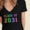 Class Of 2031 High School Graduation Date Kindergarten Shirt Women's Jersey Short Sleeve Deep V-Neck Tshirt