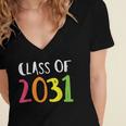 Class Of 2031 Kindergarten Graduation Back To School T-Shirt Women's Jersey Short Sleeve Deep V-Neck Tshirt