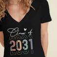 Class Of 2031 School College Retro Graduation Vintage Grad Women's Jersey Short Sleeve Deep V-Neck Tshirt