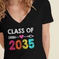 Class Of 2035 Kindergarten Pre K Grow With Me Graduation Women's Jersey Short Sleeve Deep V-Neck Tshirt