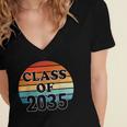 Class Of 2035 Senior Graduate Retro Graduation Women's Jersey Short Sleeve Deep V-Neck Tshirt