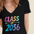 Class Of 2036 First Day Kindergarten Grow With Me Graduation Women's Jersey Short Sleeve Deep V-Neck Tshirt