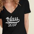 Class Of 2037 First Day Of School Graduation Grow With Me Women's Jersey Short Sleeve Deep V-Neck Tshirt