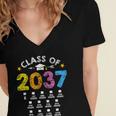 Class Of 2037 Grow With Me Checklist Graduation Women's Jersey Short Sleeve Deep V-Neck Tshirt
