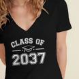 Class Of 2037 Grow With Me Graduation First Day Kindergarten Women's Jersey Short Sleeve Deep V-Neck Tshirt