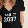Class Of 2037 Shirt Graduation School Kids Future Graduate Women's Jersey Short Sleeve Deep V-Neck Tshirt