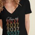 Class Of 2037 Vintage Kindergarten To Graduation Women's Jersey Short Sleeve Deep V-Neck Tshirt