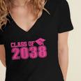 Class Of 2038 Pink Girls Growing Up School Memory Graduation Women's Jersey Short Sleeve Deep V-Neck Tshirt