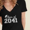 Class Of 2041 Grow With Me Graduation First Day Of School Women's Jersey Short Sleeve Deep V-Neck Tshirt
