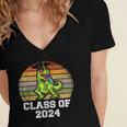 Class Of Dinosaur Apparel 2024 Graduation Graduate Dino Boy Women's Jersey Short Sleeve Deep V-Neck Tshirt