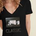 Classic VHS Tape Nostalgia Retro Women's Jersey Short Sleeve Deep V-Neck Tshirt