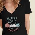 Coffee Crochet Good Book Bookish Yarn Crafter Women's Jersey Short Sleeve Deep V-Neck Tshirt Coffee Crochet Good Book Bookish Yarn Crafter Women's Jersey Short Sleeve Deep V-Neck Tshirt