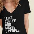 I Like Coffee Introvert Coffee Lovers Sarcastic Humor Women's Jersey Short Sleeve Deep V-Neck Tshirt