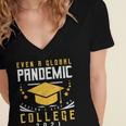 College 2021 Degree Graduation Graduate Women's Jersey Short Sleeve Deep V-Neck Tshirt